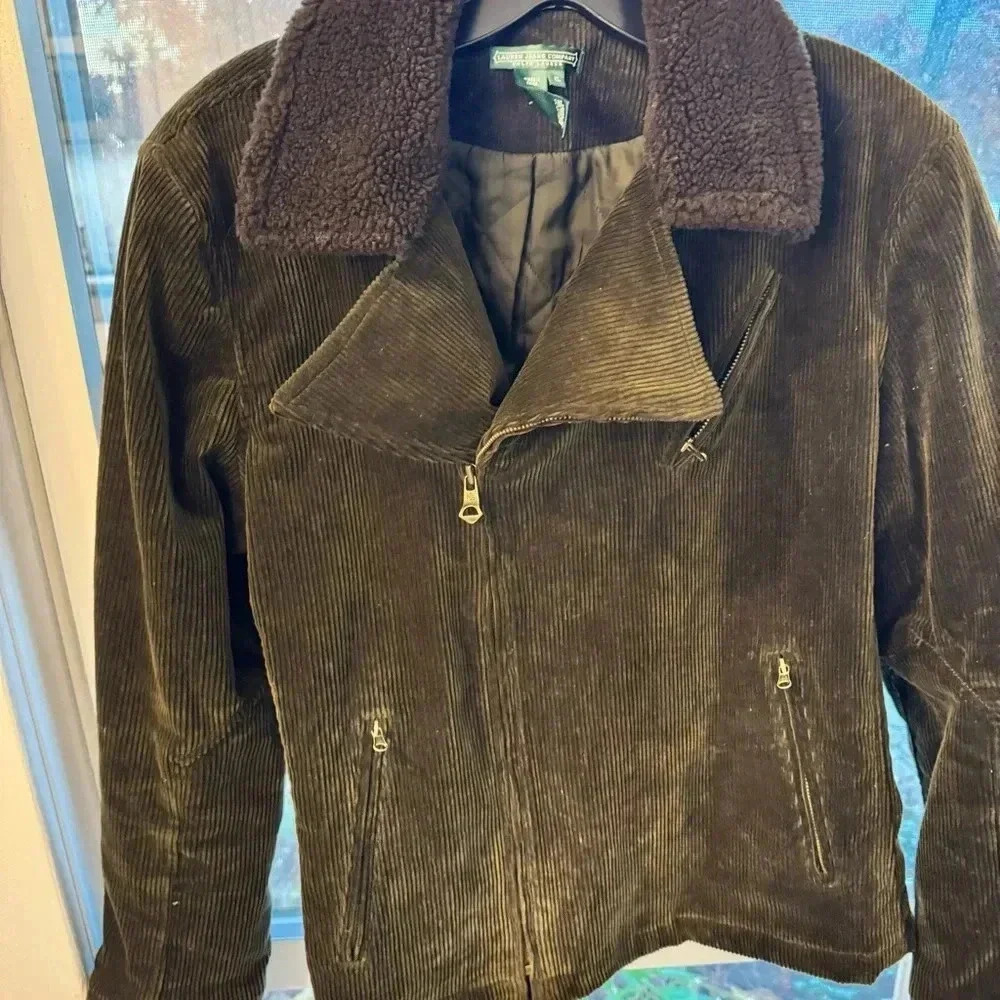 Ralph Lauren Women’s Corduroy Jacket Zip Up, Quilted Lining Olive Green Size XL - Picture 2 of 11